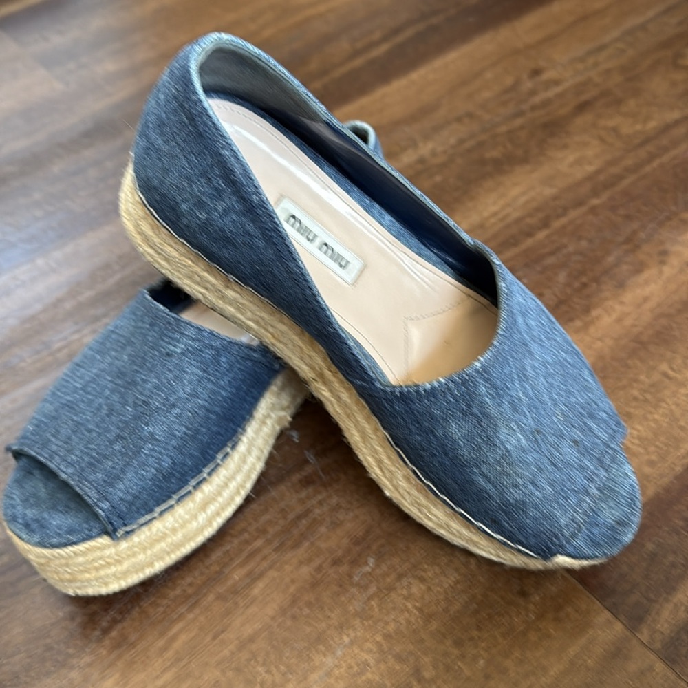 Miu Miu blue denim platforms.  Size 7